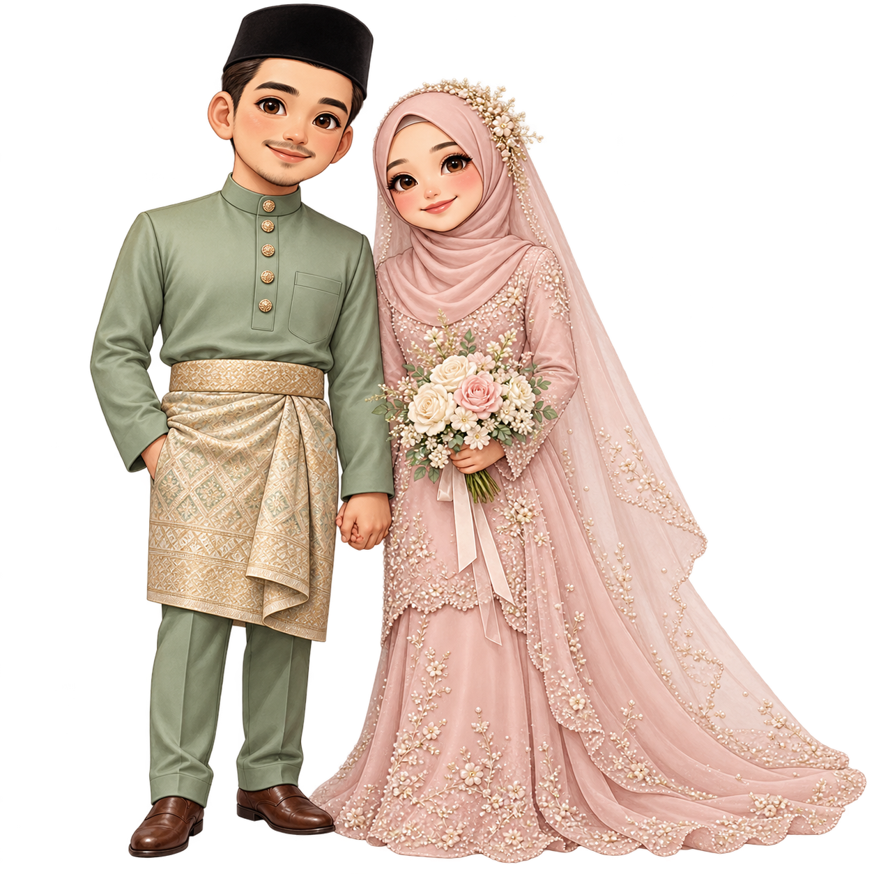 Pengantin ivory dengan bingkai songket gold